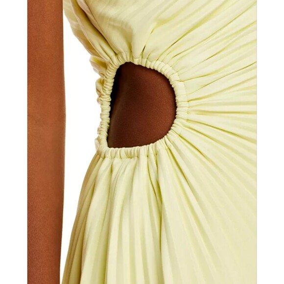 A.L.C. Delfina Faux Leather Pleated Dress One Shoulder Formal Gala Sz 8 ALC - Picture 3 of 9